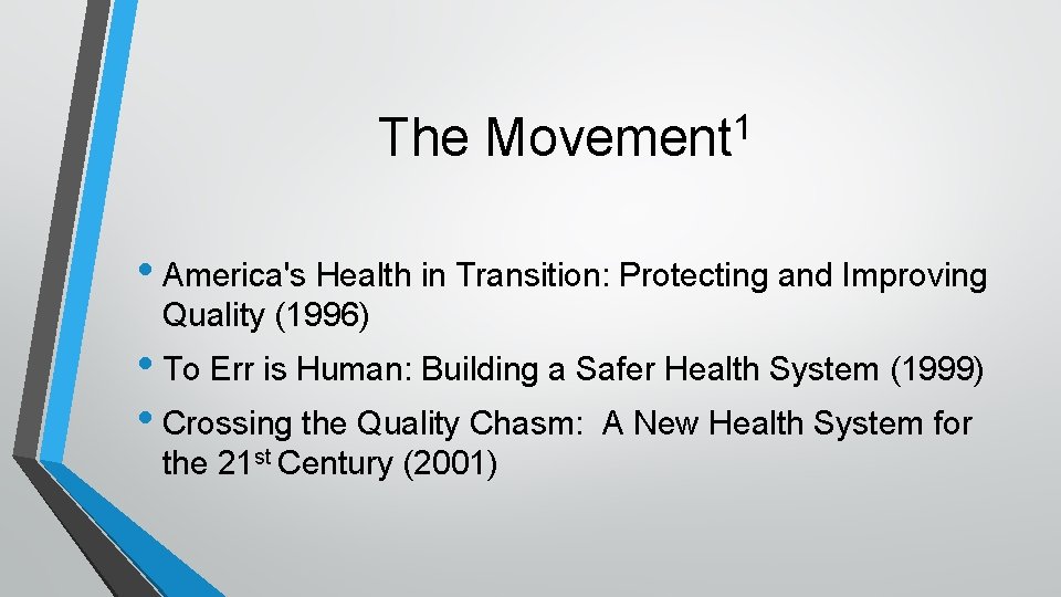 The 1 Movement • America's Health in Transition: Protecting and Improving Quality (1996) •