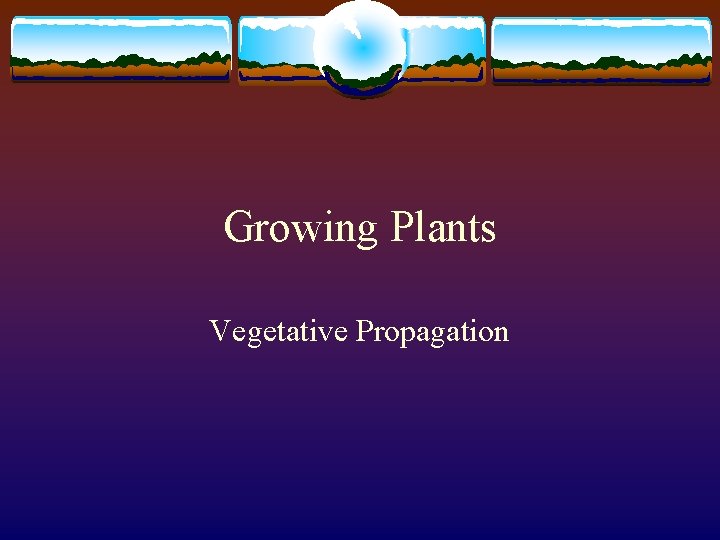 Growing Plants Vegetative Propagation 