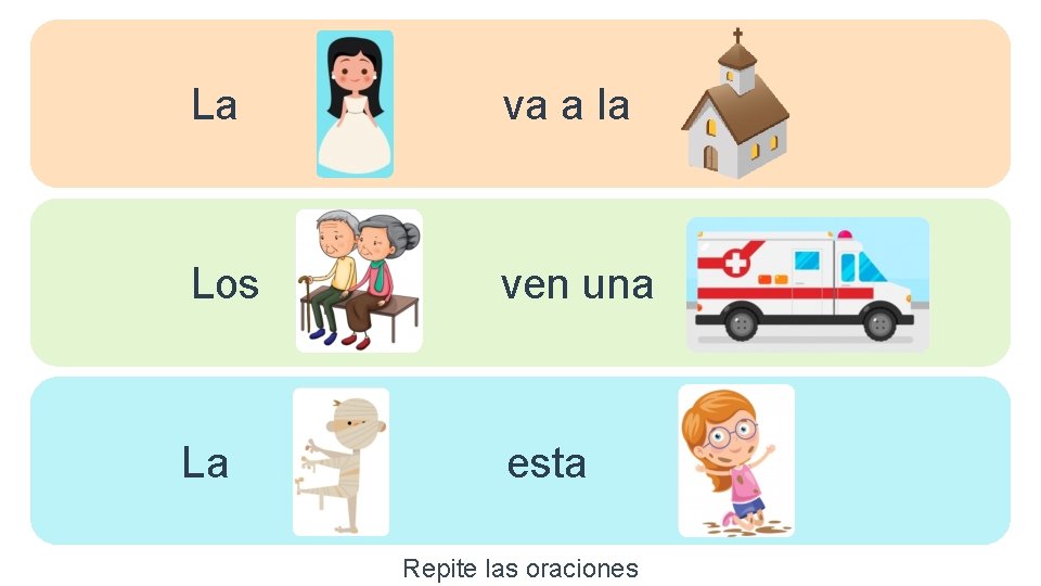 La va a la Los ven una La esta Repite las oraciones 