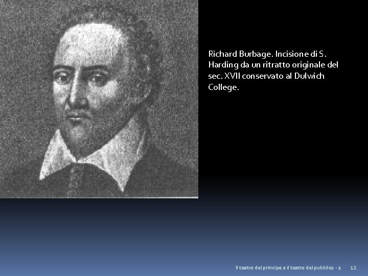 Richard Burbage. Incisione di S. Harding da un ritratto originale del sec. XVII conservato
