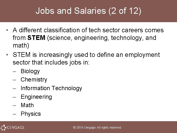 Jobs and Salaries (2 of 12) • A different classification of tech sector careers