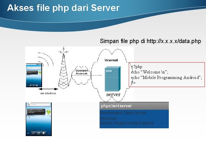 Akses file php dari Server Simpan file php di http: //x. x/data. php <?
