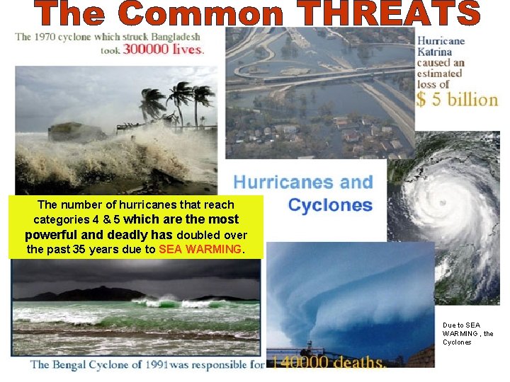 The number of hurricanes that reach categories 4 & 5 which are the most