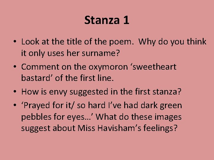 Stanza 1 • Look at the title of the poem. Why do you think