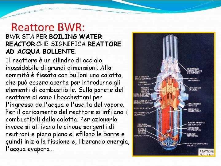 Reattore BWR: BWR STA PER BOILING WATER REACTOR CHE SIGNIFICA REATTORE AD ACQUA BOLLENTE.