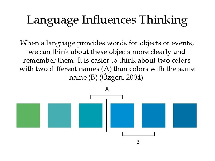 Language Influences Thinking When a language provides words for objects or events, we can