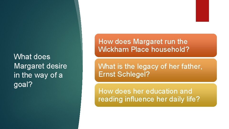 What does Margaret desire in the way of a goal? How does Margaret run