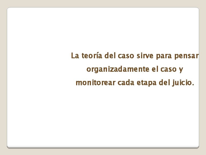 La teoría del caso sirve para pensar organizadamente el caso y monitorear cada etapa