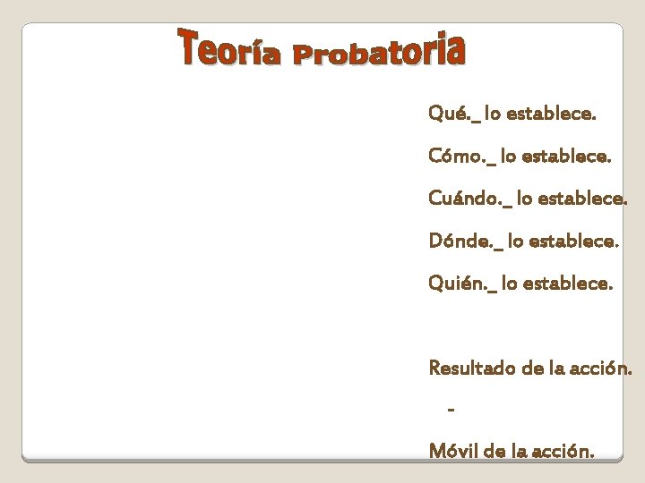 Qué. _ lo establece. Cómo. _ lo establece. Cuándo. _ lo establece. Dónde. _