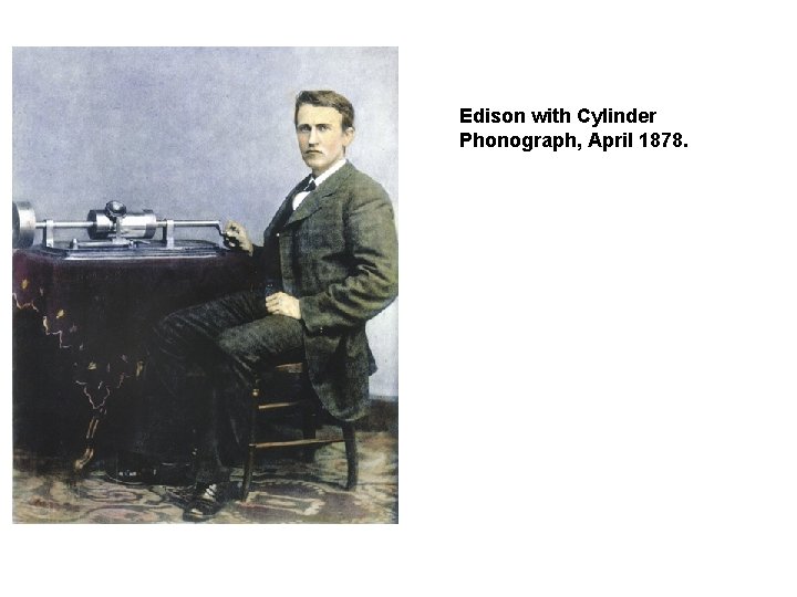 Edison with Cylinder Phonograph, April 1878. 