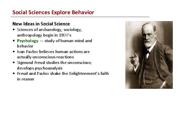 Social Sciences Explore Behavior New Ideas in Social Science • Sciences of archaeology, sociology,