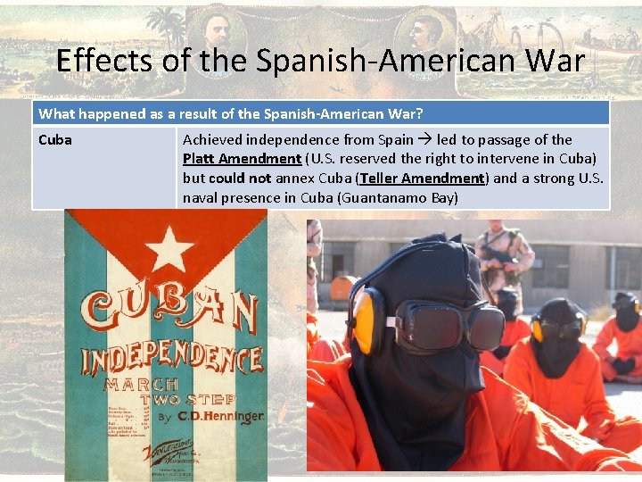 Effects of the Spanish-American War What happened as a result of the Spanish-American War?