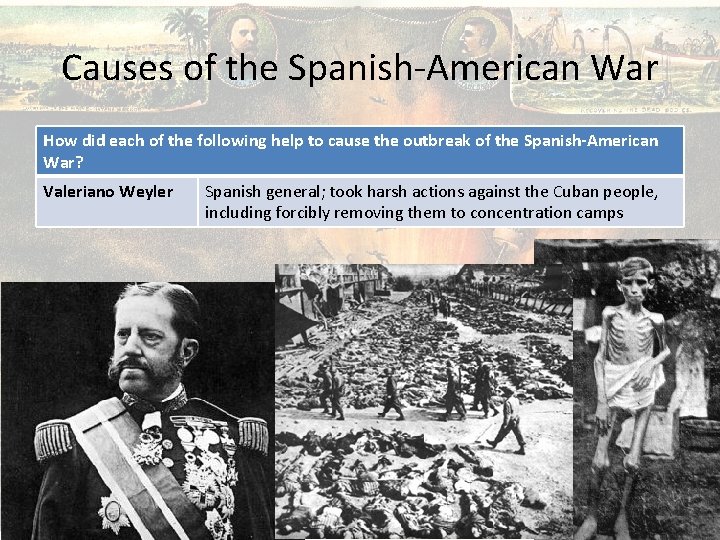 Causes of the Spanish-American War How did each of the following help to cause