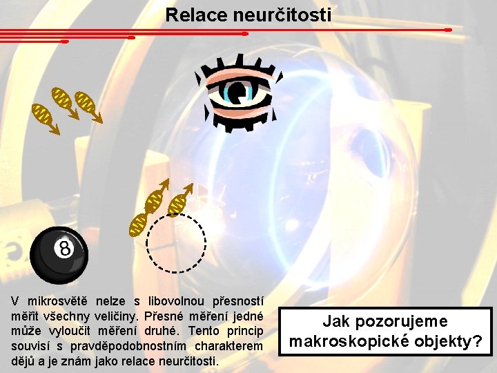 Relace neurčitosti V mikrosvětě nelze s libovolnou přesností měřit všechny veličiny. Přesné měření jedné