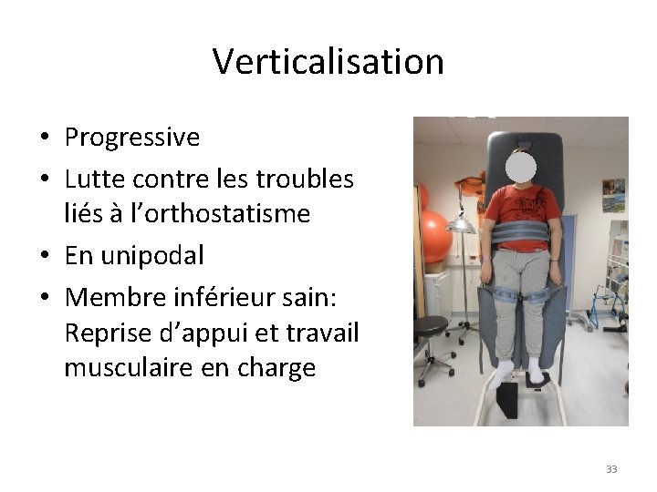 Verticalisation • Progressive • Lutte contre les troubles liés à l’orthostatisme • En unipodal