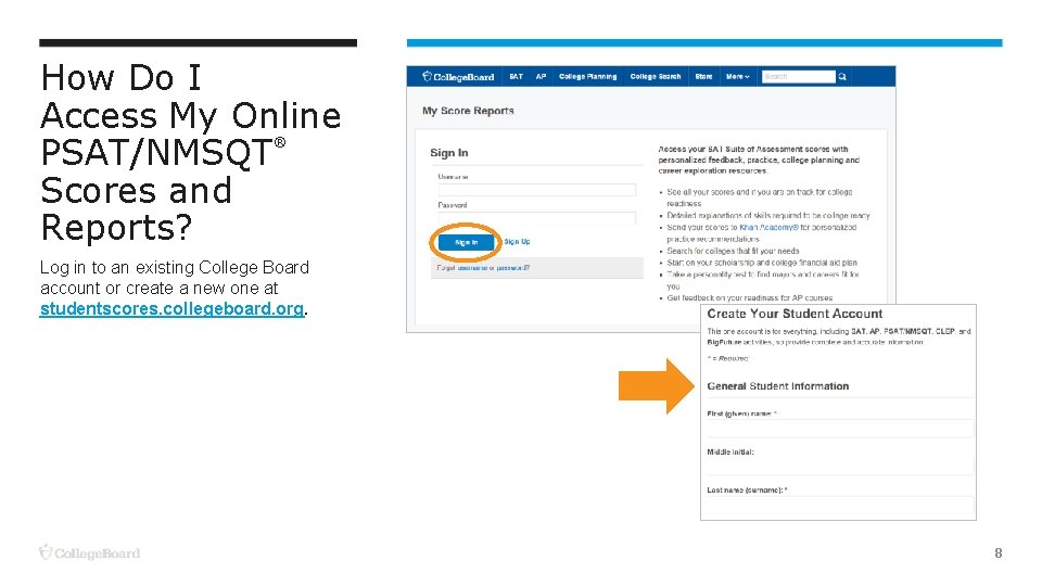 How Do I Access My Online PSAT/NMSQT Scores and Reports? ® Log in to