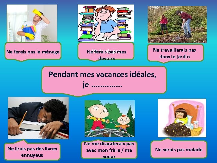 Ne ferais pas le ménage ferais pas Ne. Ne ferais pas mes devoirs Ne