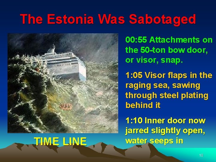 The Estonia Was Sabotaged 00: 55 Attachments on the 50 -ton bow door, or