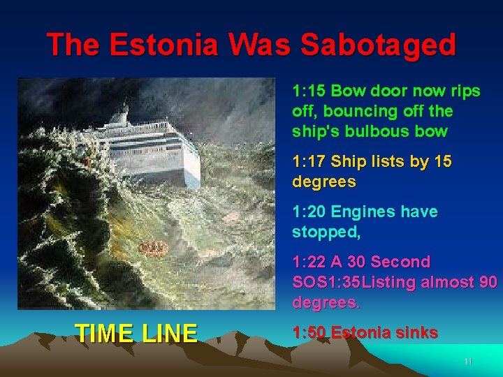 The Estonia Was Sabotaged 1: 15 Bow door now rips off, bouncing off the