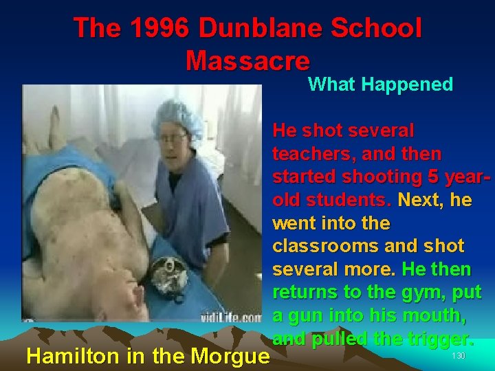 The 1996 Dunblane School Massacre What Happened Hamilton in the Morgue He shot several