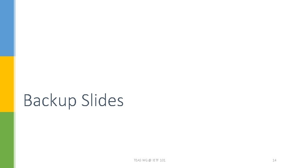 Backup Slides TEAS WG @ IETF 101 14 Backup Slides TEAS WG @ IETF 101 14