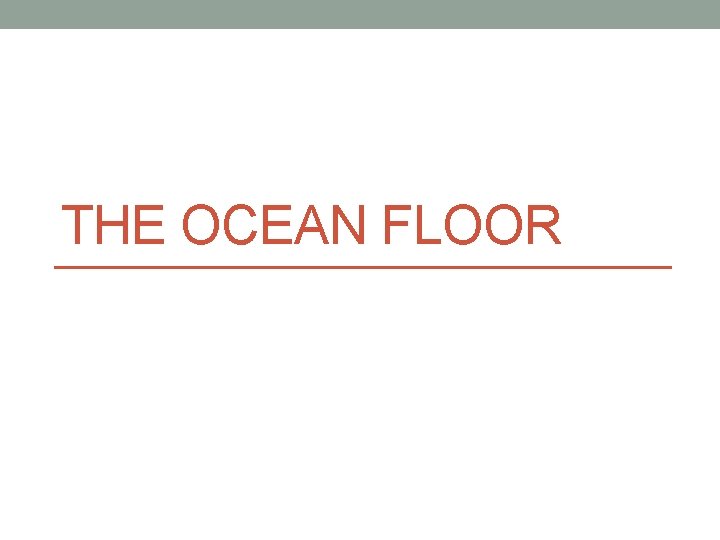 THE OCEAN FLOOR 