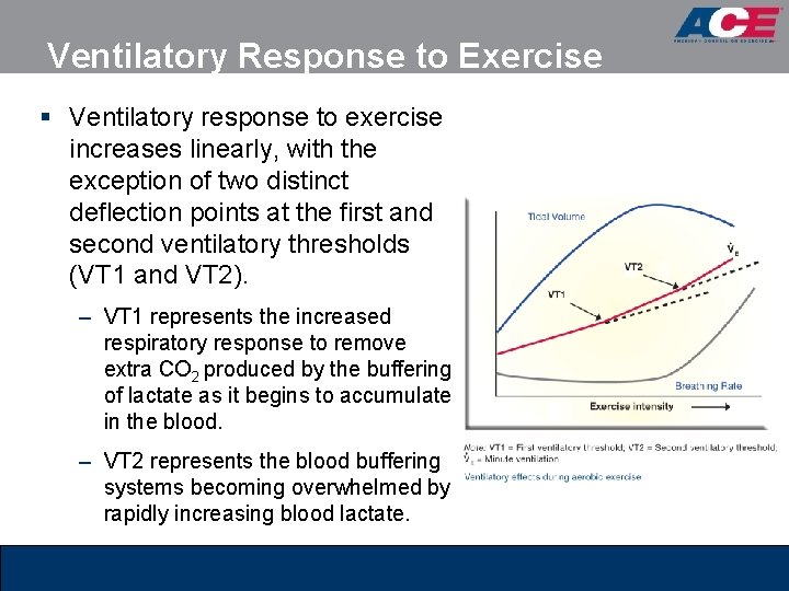 Ventilatory Response to Exercise § Ventilatory response to exercise increases linearly, with the exception