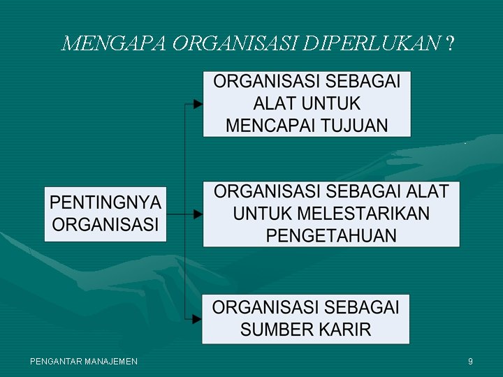 MENGAPA ORGANISASI DIPERLUKAN ? PENGANTAR MANAJEMEN 9 