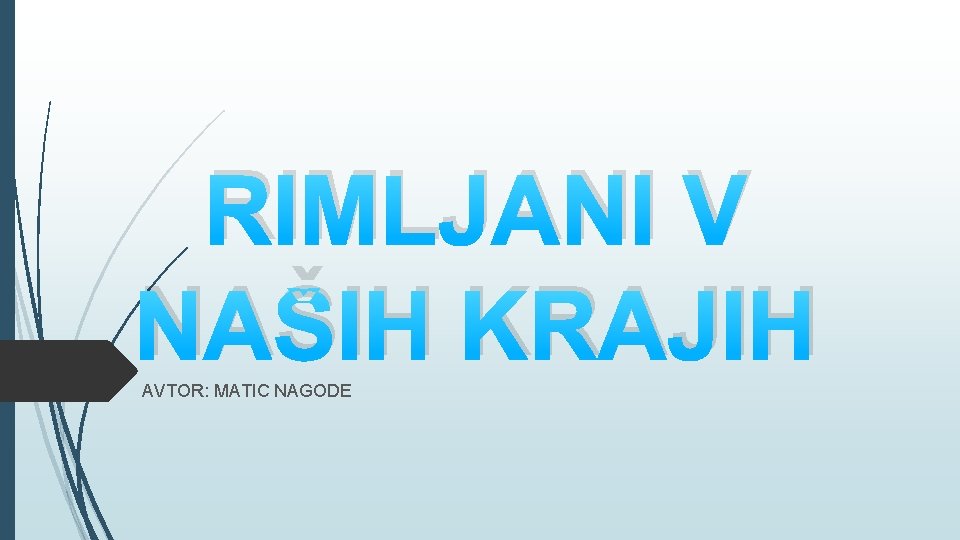 RIMLJANI V NAŠIH KRAJIH AVTOR: MATIC NAGODE 