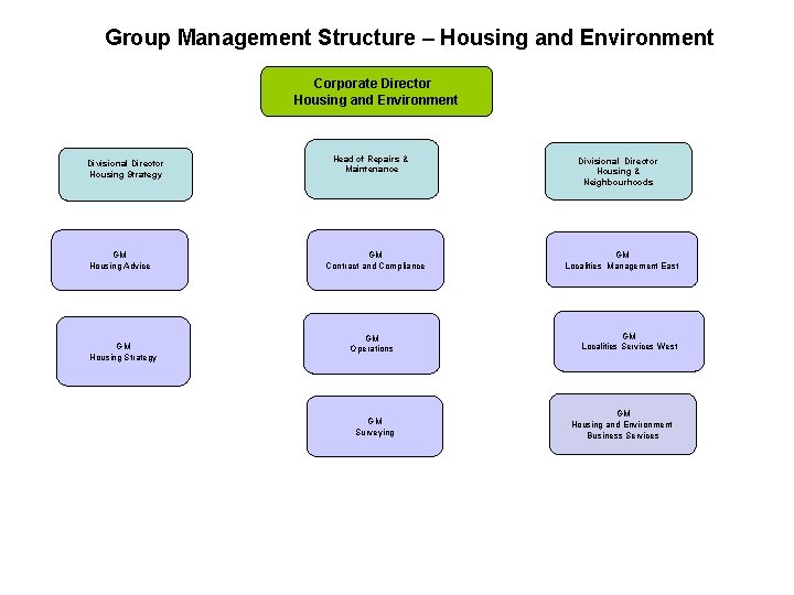 Group Management Structure – Housing and Environment Corporate Director Housing and Environment Divisional Director