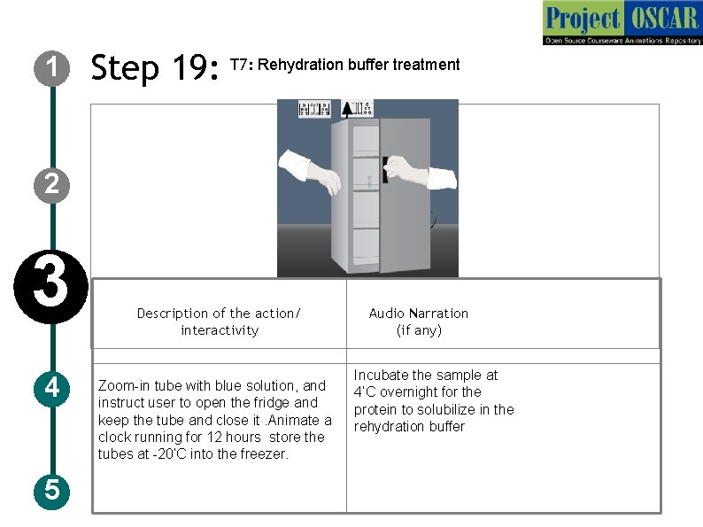 1 Step 19: T 7: Rehydration buffer treatment 2 3 4 5 Description of