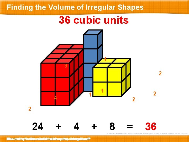 Finding the Volume of Irregular Shapes 36 cubic units 4 3 2 1 4