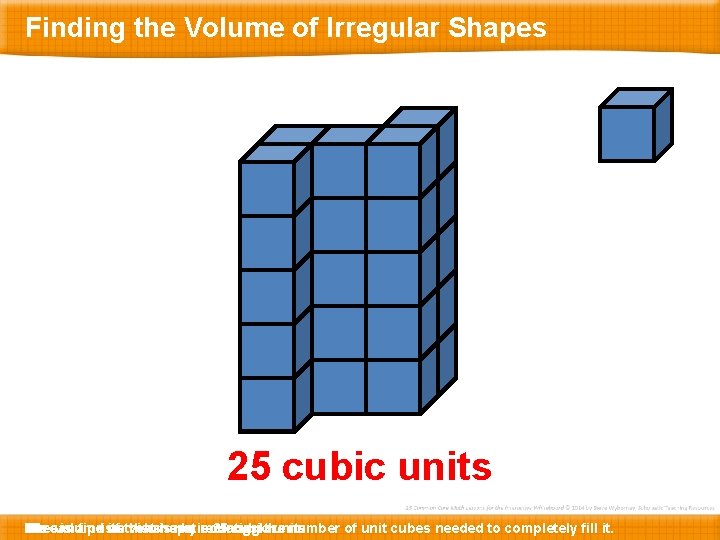 Finding the Volume of Irregular Shapes 25 cubic units Here The 5 4 3