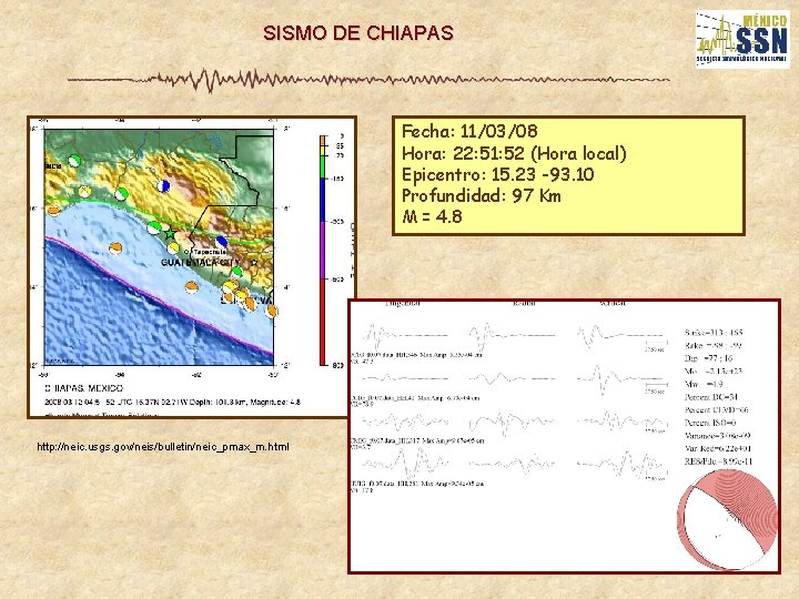 SISMO DE CHIAPAS Fecha: 11/03/08 Hora: 22: 51: 52 (Hora local) Epicentro: 15. 23