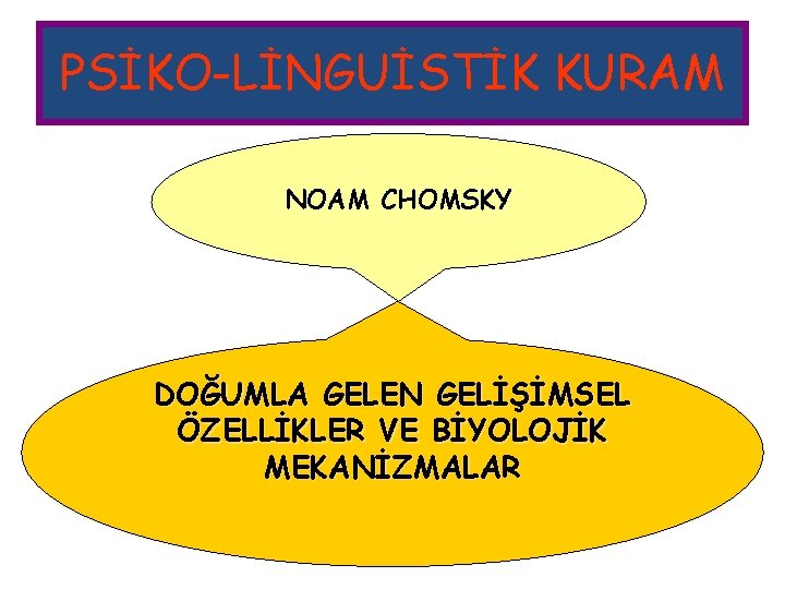 PSİKO-LİNGUİSTİK KURAM NOAM CHOMSKY DOĞUMLA GELEN GELİŞİMSEL ÖZELLİKLER VE BİYOLOJİK MEKANİZMALAR 