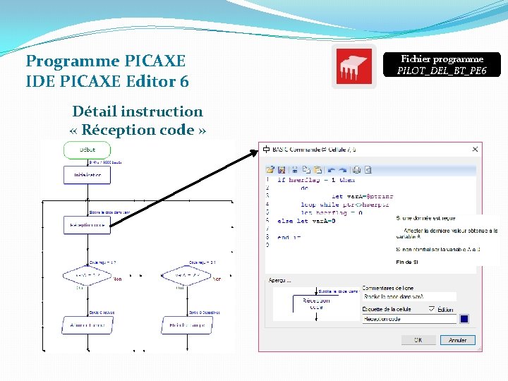 Programme PICAXE IDE PICAXE Editor 6 Détail instruction « Réception code » Fichier programme