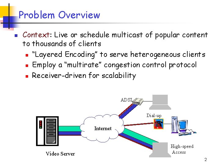 Problem Overview n Context: Live or schedule multicast of popular content to thousands of Problem Overview n Context: Live or schedule multicast of popular content to thousands of