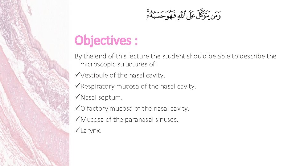 Objectives : By the end of this lecture the student should be able to