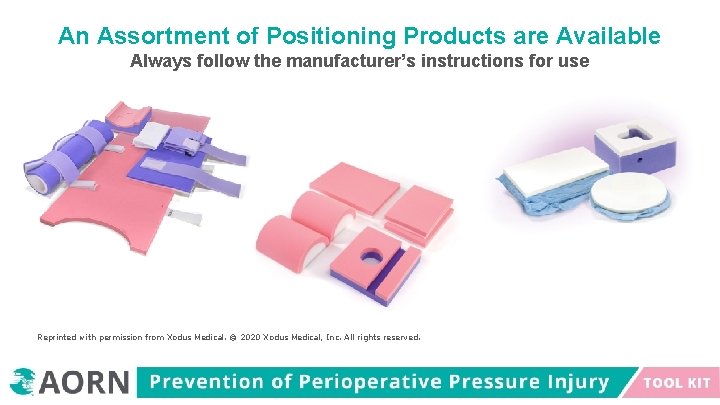 An Assortment of Positioning Products are Available Always follow the manufacturer’s instructions for use