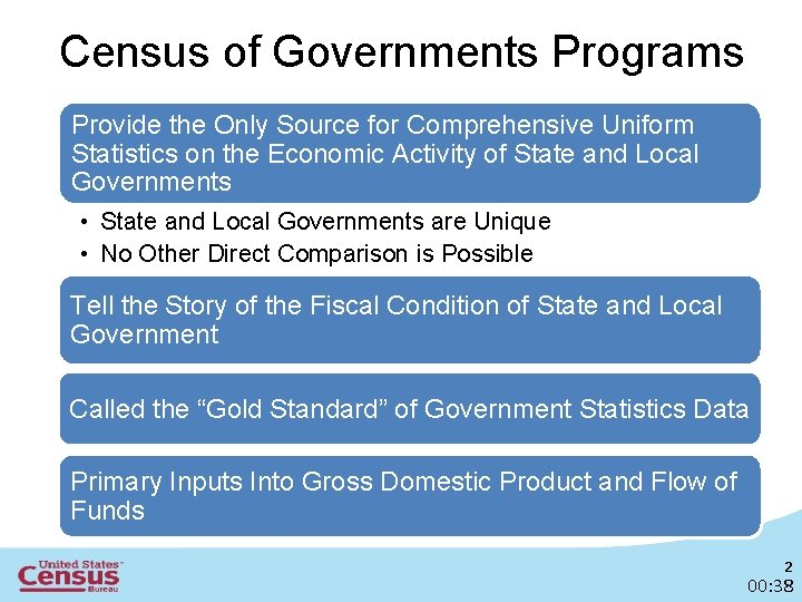 Census of Governments Programs Provide the Only Source for Comprehensive Uniform Statistics on the