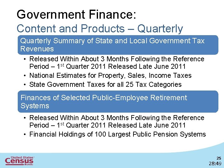 Government Finance: Content and Products – Quarterly Summary of State and Local Government Tax