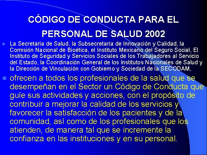 Codigo De Conducta Para El Personal De Salud