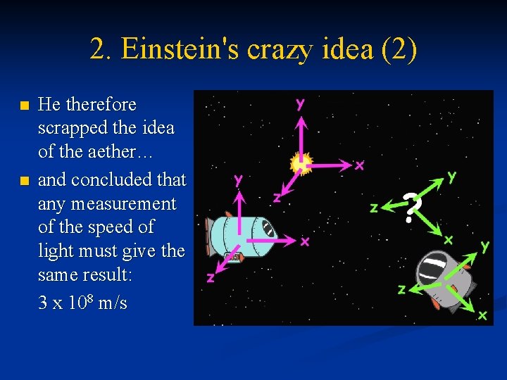 2. Einstein's crazy idea (2) n n He therefore scrapped the idea of the