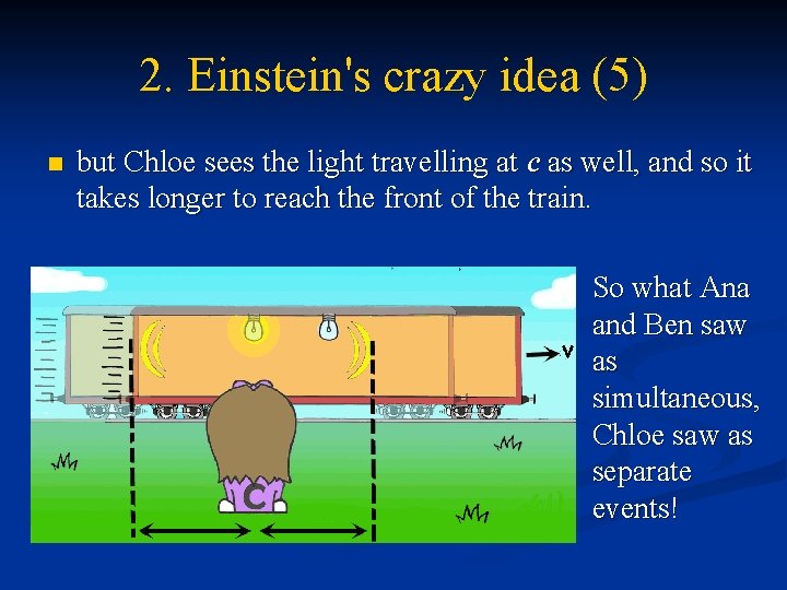 2. Einstein's crazy idea (5) n but Chloe sees the light travelling at c