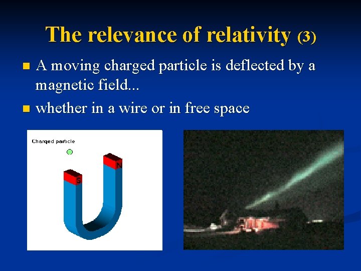 The relevance of relativity (3) A moving charged particle is deflected by a magnetic