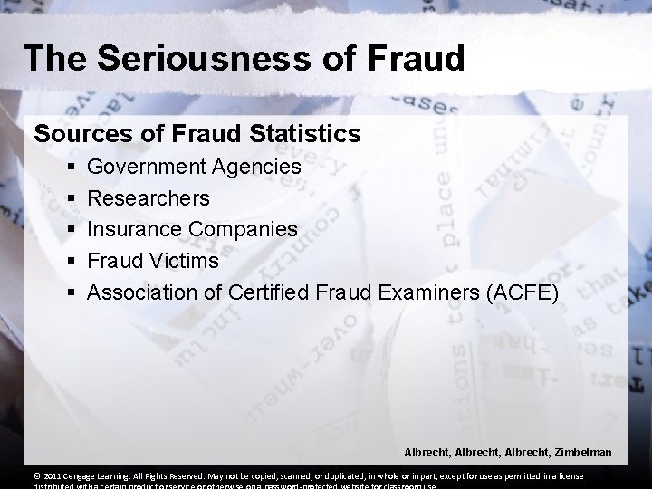 The Seriousness of Fraud Sources of Fraud Statistics § § § Government Agencies Researchers