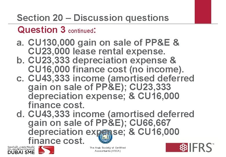 Section 20 – Discussion questions Question 3 continued: a. CU 130, 000 gain on