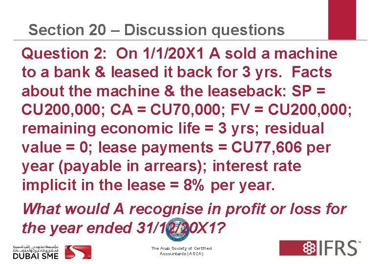 Section 20 – Discussion questions Question 2: On 1/1/20 X 1 A sold a