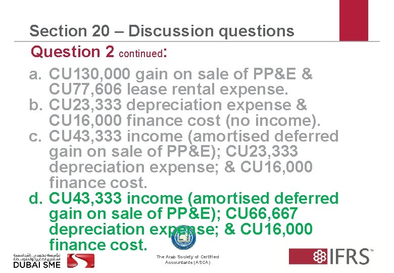 Section 20 – Discussion questions Question 2 continued: a. CU 130, 000 gain on