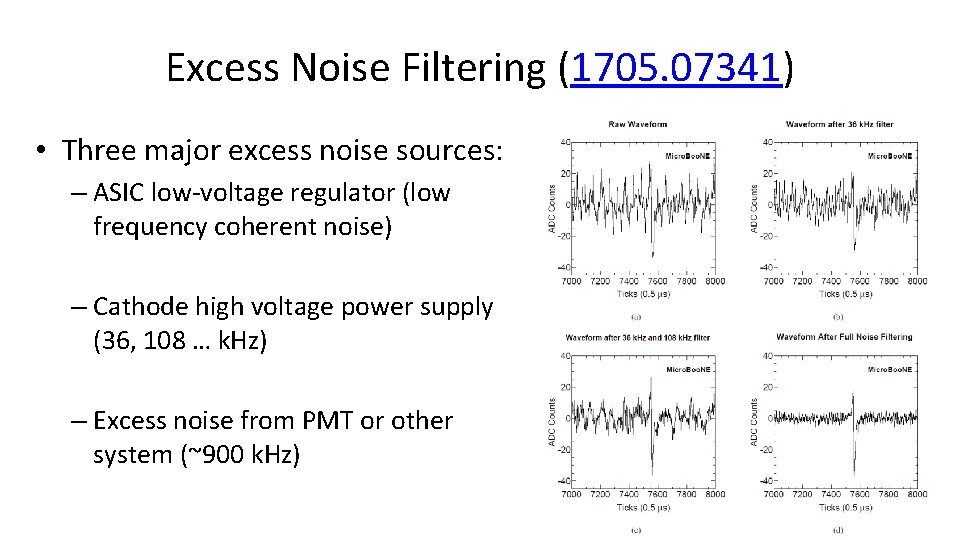 Excess Noise Filtering (1705. 07341) • Three major excess noise sources: – ASIC low-voltage